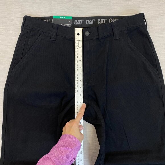 CAT Caterpillar Utility Work Pants Mens 38 x 30 Black Flex Waistband Cell Pocket - Picture 10 of 13